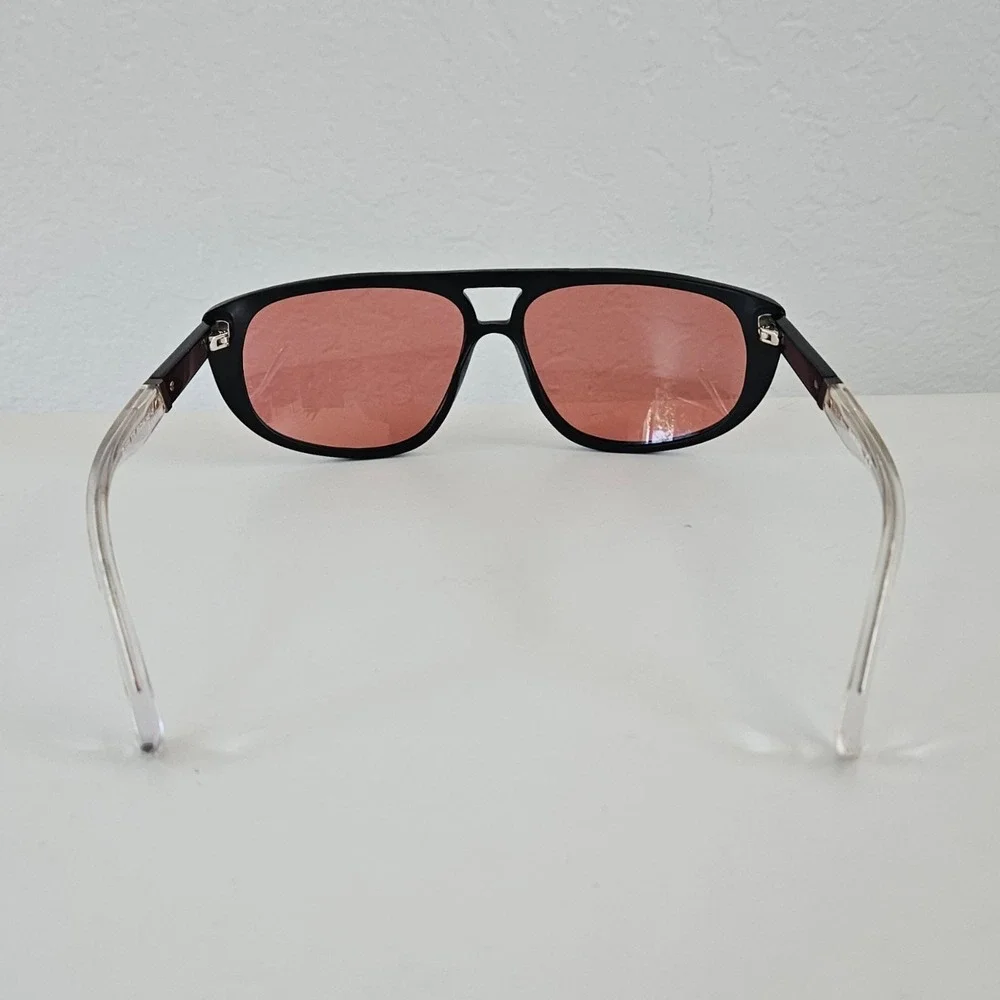 Diesel DL0300 02S Matte Black Flat Top Shield Sunglasses Pink Lens 59-14-140
